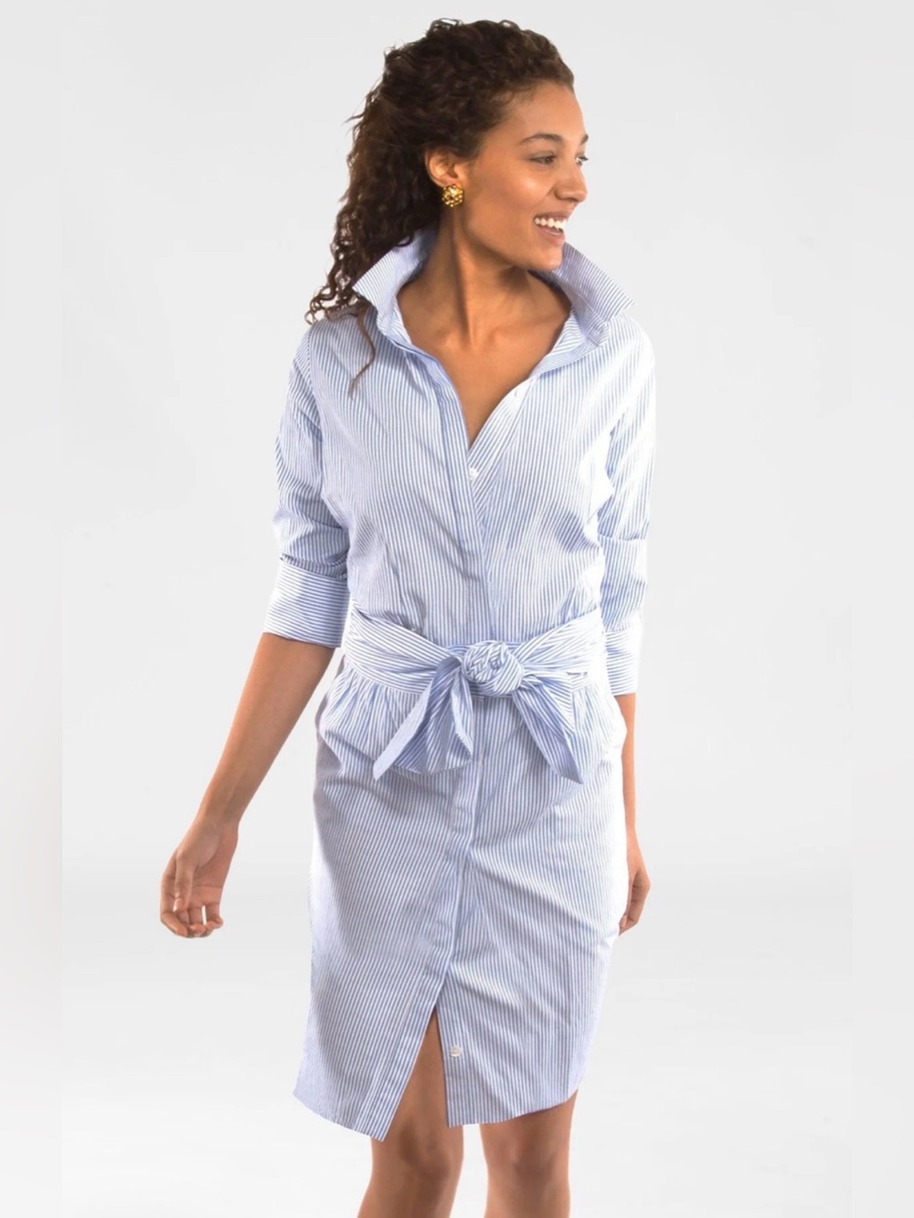 Gretchen Scott Breezy Blouson Dress - Blue strip - Light Bl